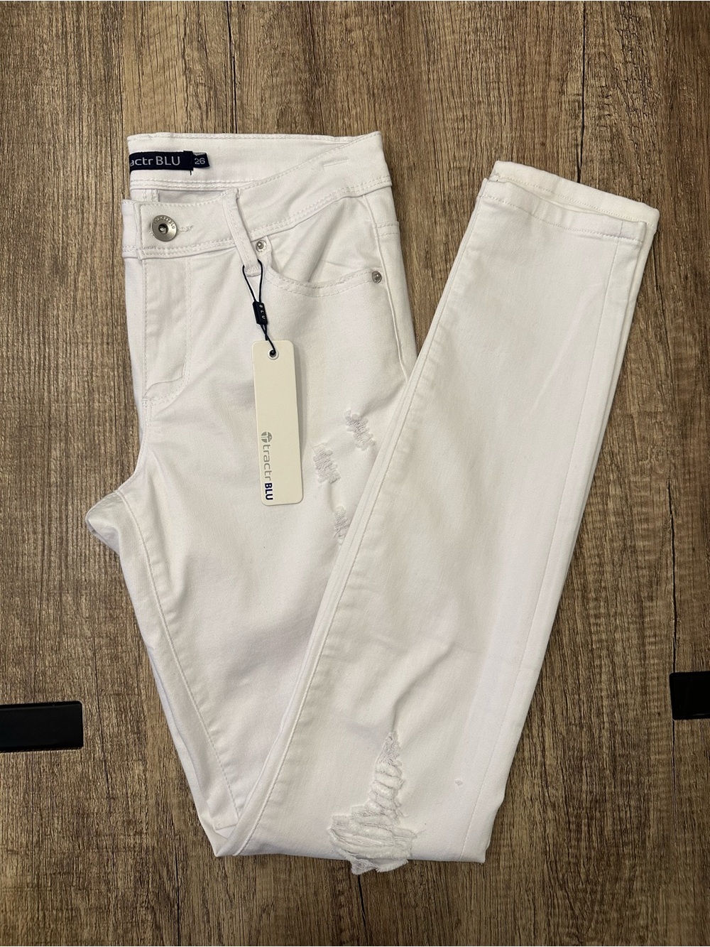 Tractr Destructed Basic Skinny Jeans White Size 26 New With Tags